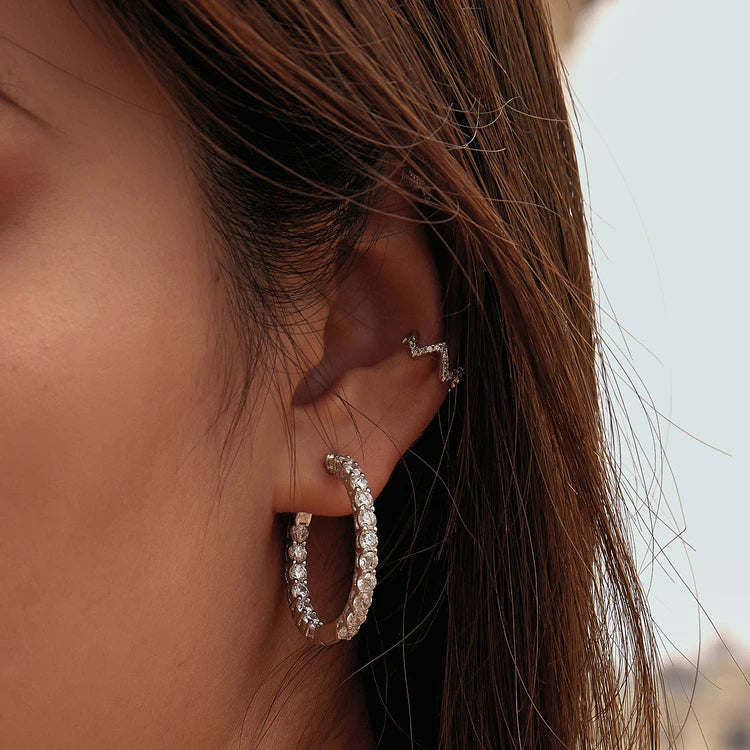 Cubic Zirconia Round Stud Earrings with Screw-Back Closure