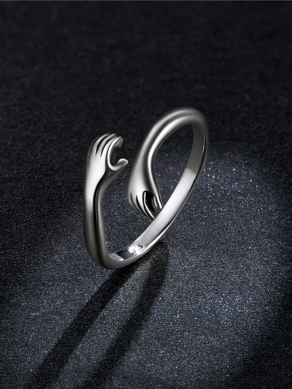 925 Sterling Silver Hug Ring with Open Adjustable Design