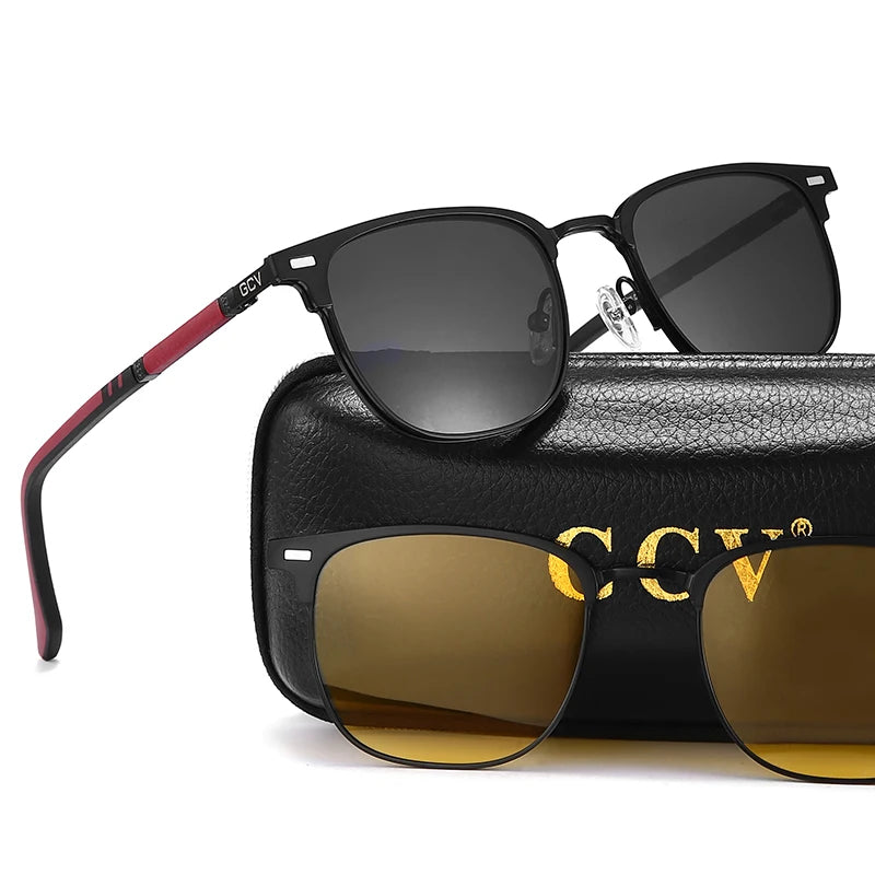 3 in 1 Rectangle Polarized and Optical Sunglasses Set
