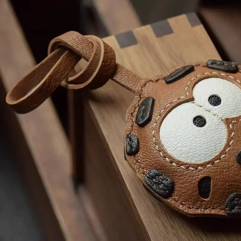 Premium Goatskin Leather Cookie Bag Charm Keychain