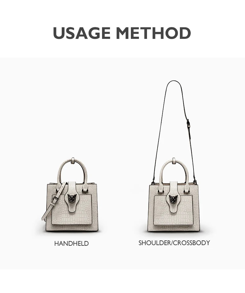 Structured Business Tote in Genuine Leather with Lock Closure