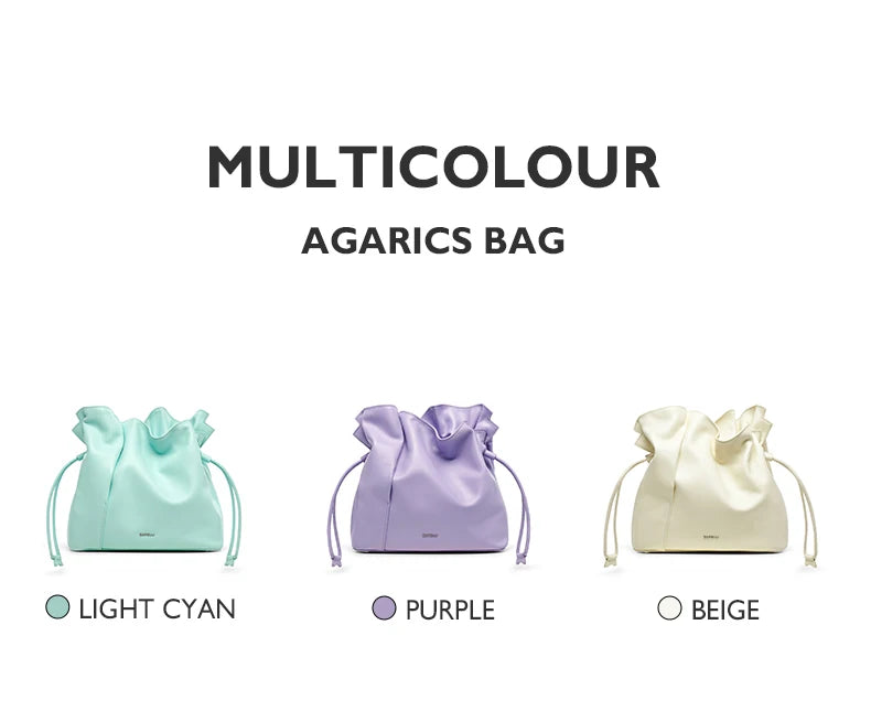 Genuine Leather Bucket Bag – Soft Casual with Open Pocket