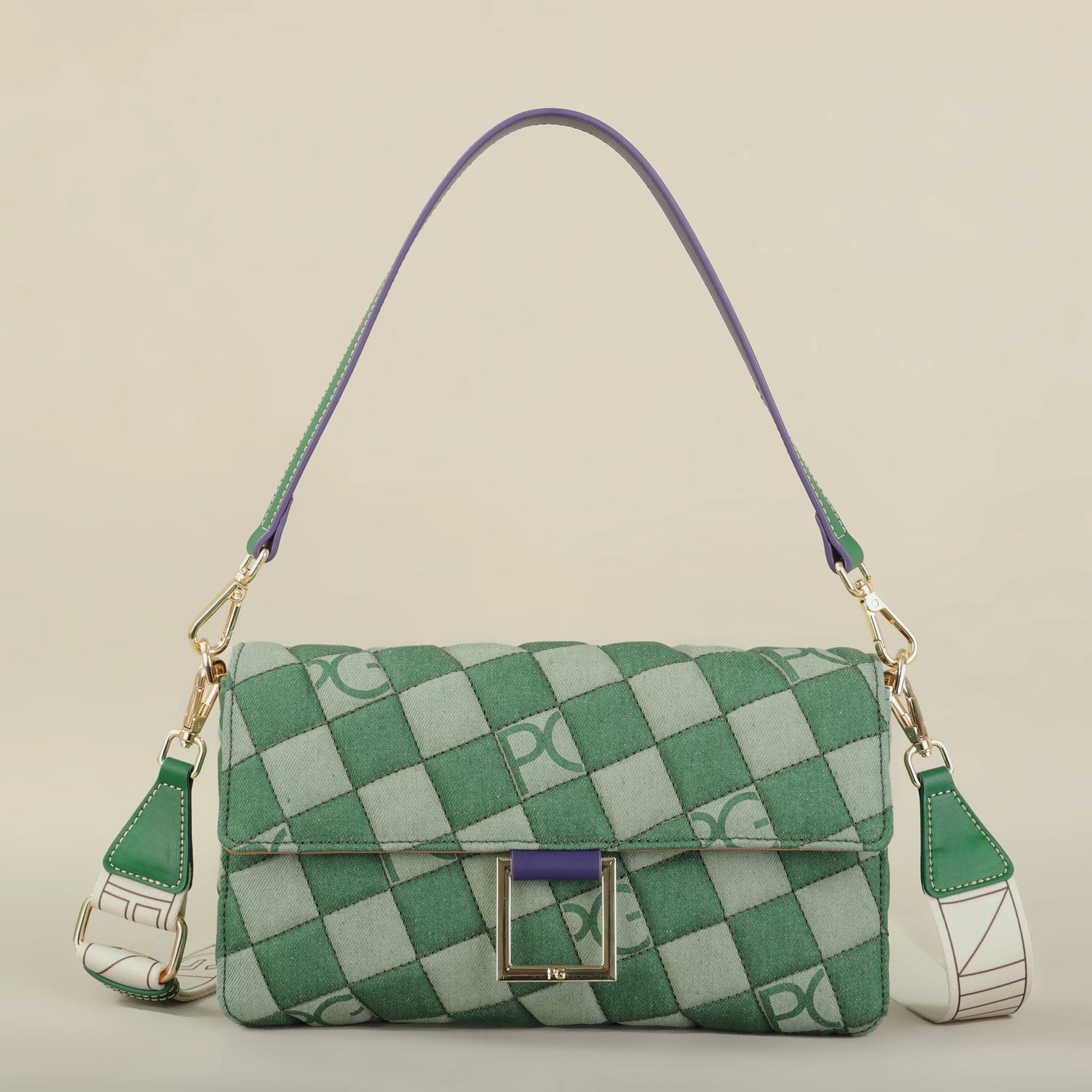 Bright Crossbody Bag – Elegant PU Satchel with Embroidery and Rivet Detail