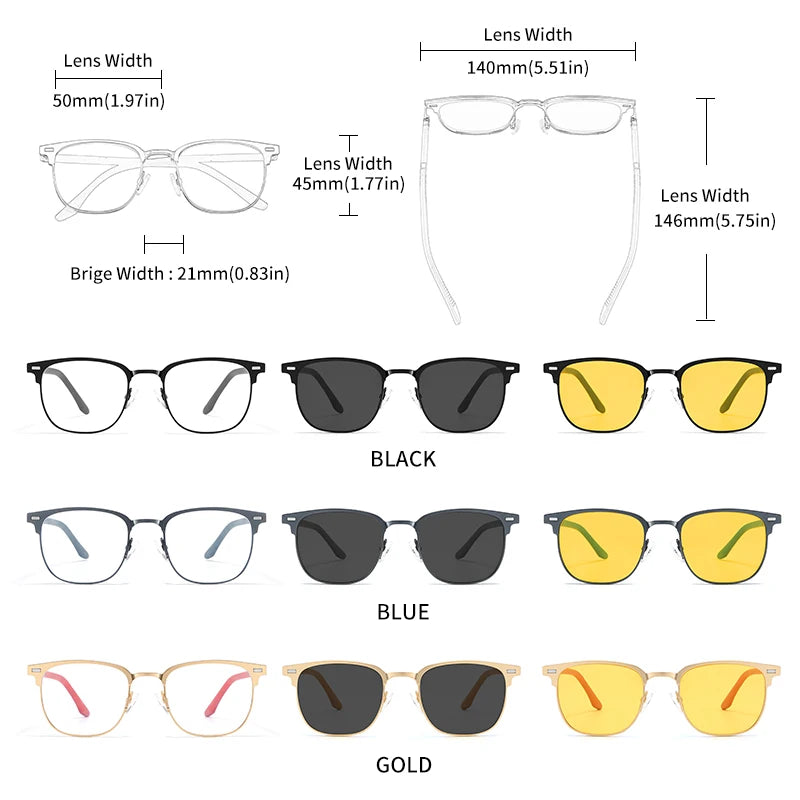 3 in 1 Rectangle Polarized and Optical Sunglasses Set