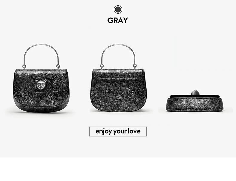 Genuine Leather Half-Moon Crossbody Bag – Flap Lock Design