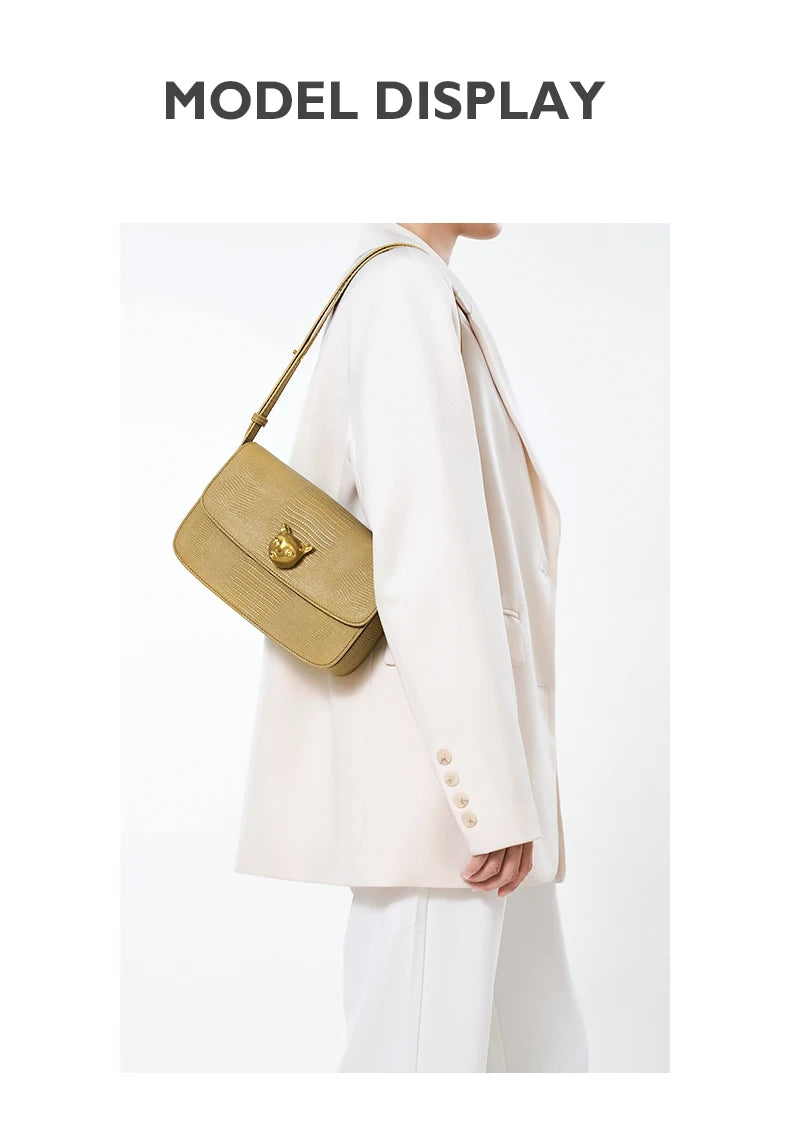 Boxy Genuine Leather Crossbody and Shoulder Bag