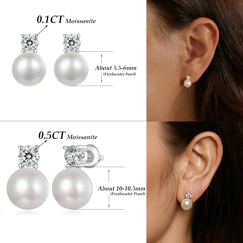 D-Color Moissanite Stud Earrings – 925 Sterling Silver