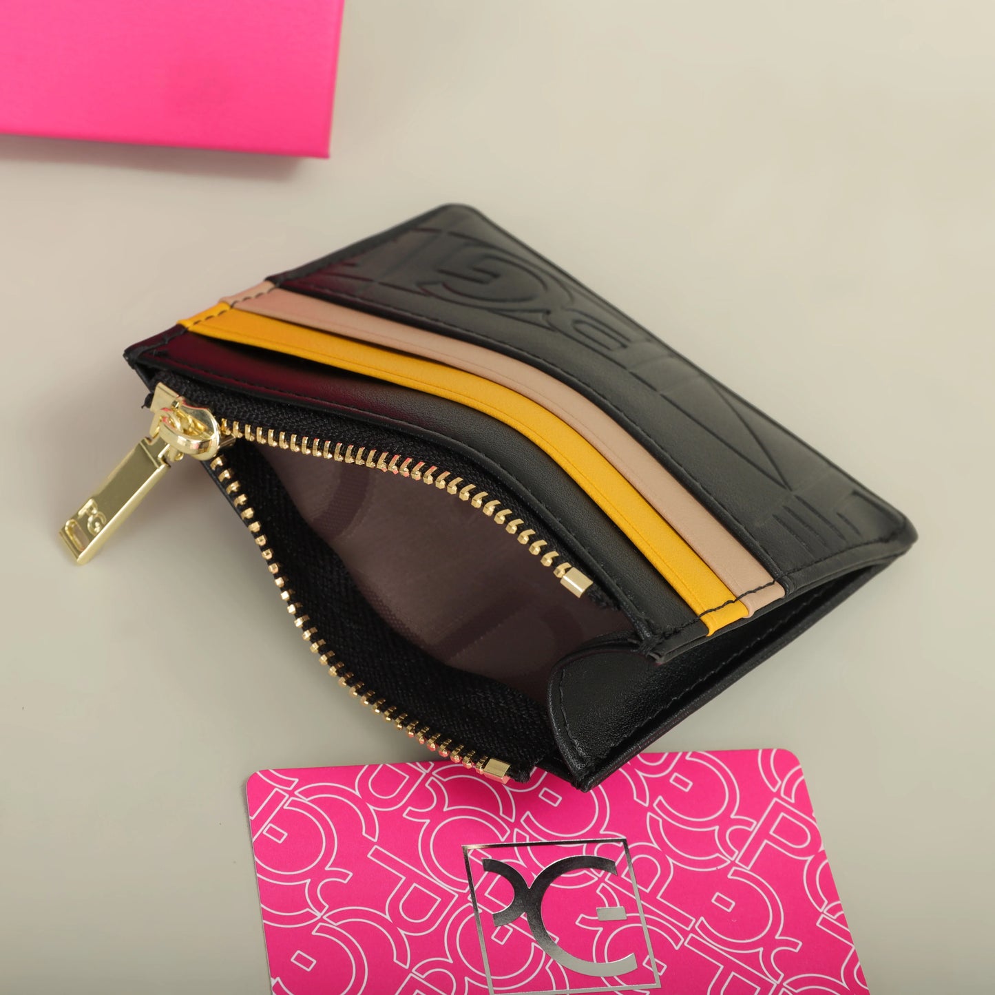 Compact Women’s PU Leather Monogram Wallet with Zipper and Card Slots