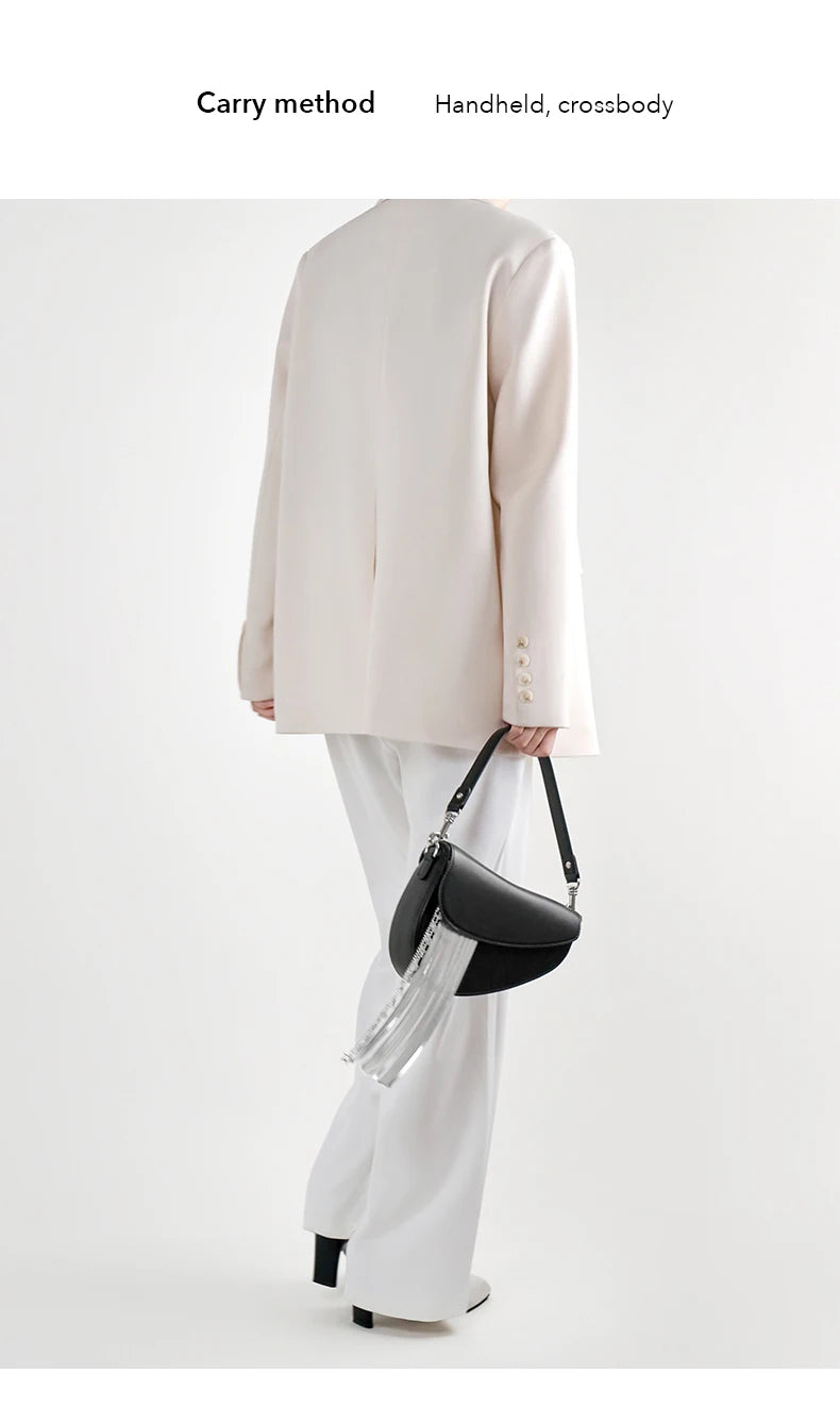 Genuine Leather Saddle Crossbody and Shoulder Bag – Tassel Flap Design
