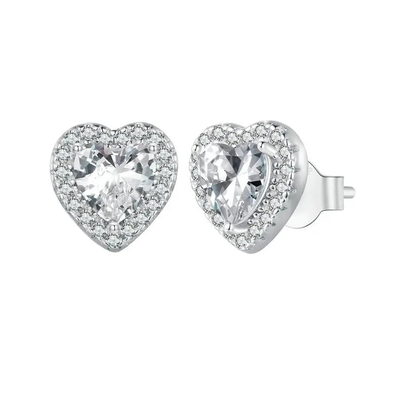 Classic Zircon Stud Earrings – 925 Sterling Silver Round Design