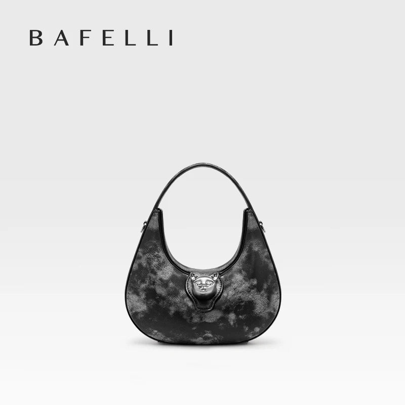 Genuine Leather Half Moon Tote – Soft Structure with Lock
