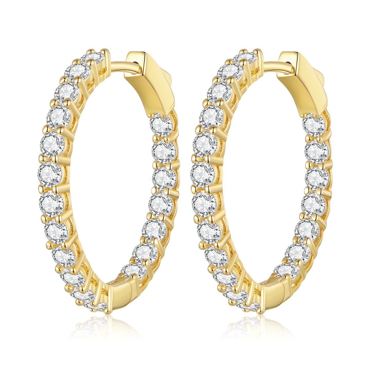 Cubic Zirconia Round Stud Earrings with Screw-Back Closure