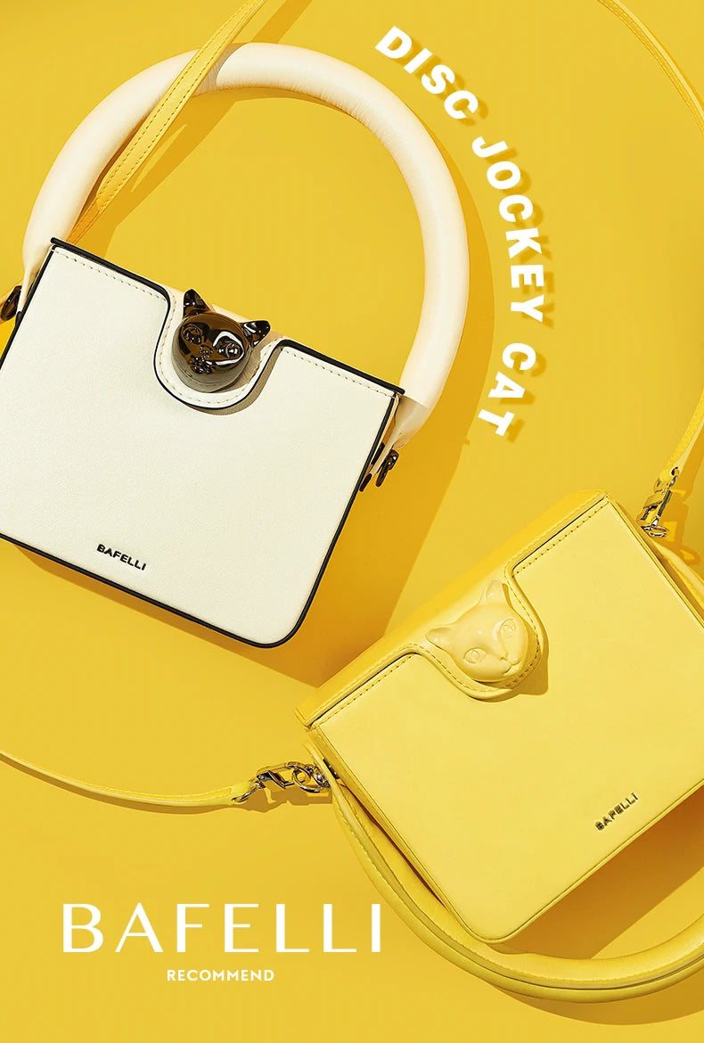 Boxy Genuine Leather Flap Bag – Cartoon Lock Design