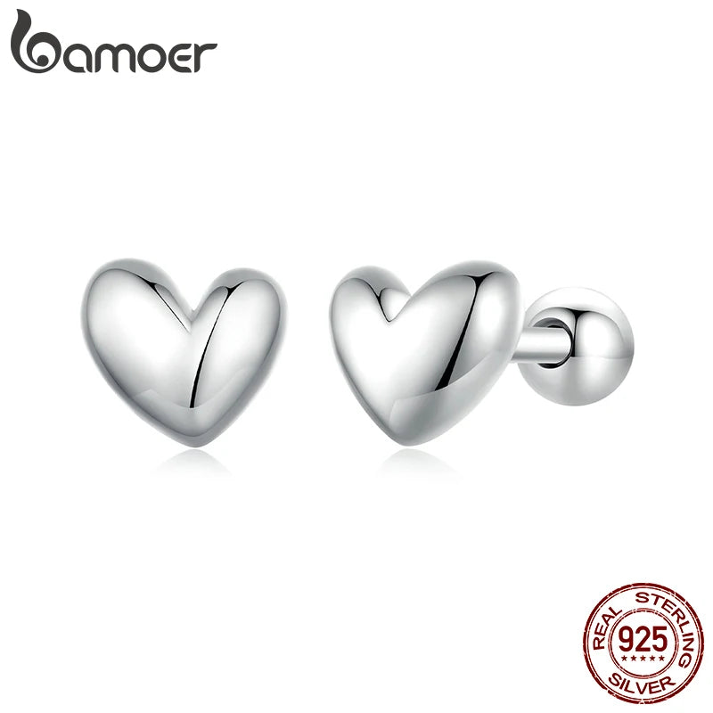 Mini Heart Stud Earrings – 925 Sterling Silver, Platinum Plated