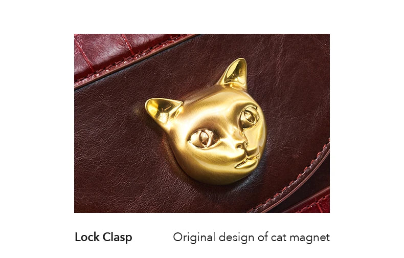 Genuine Leather Flap Shoulder Bag – Animal Texture with Lock