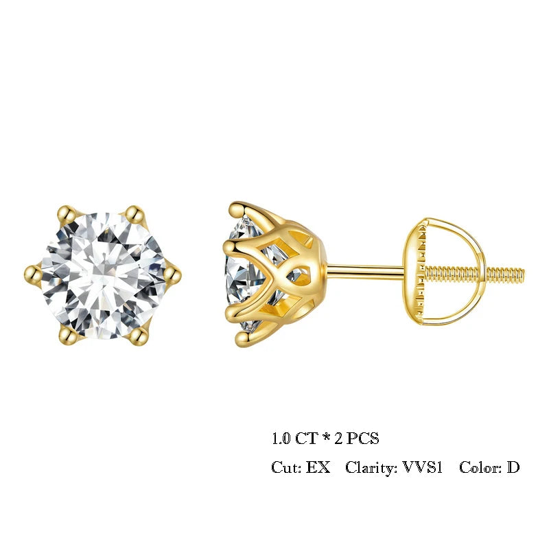 D Color Moissanite Stud Earrings – 925 Sterling Silver
