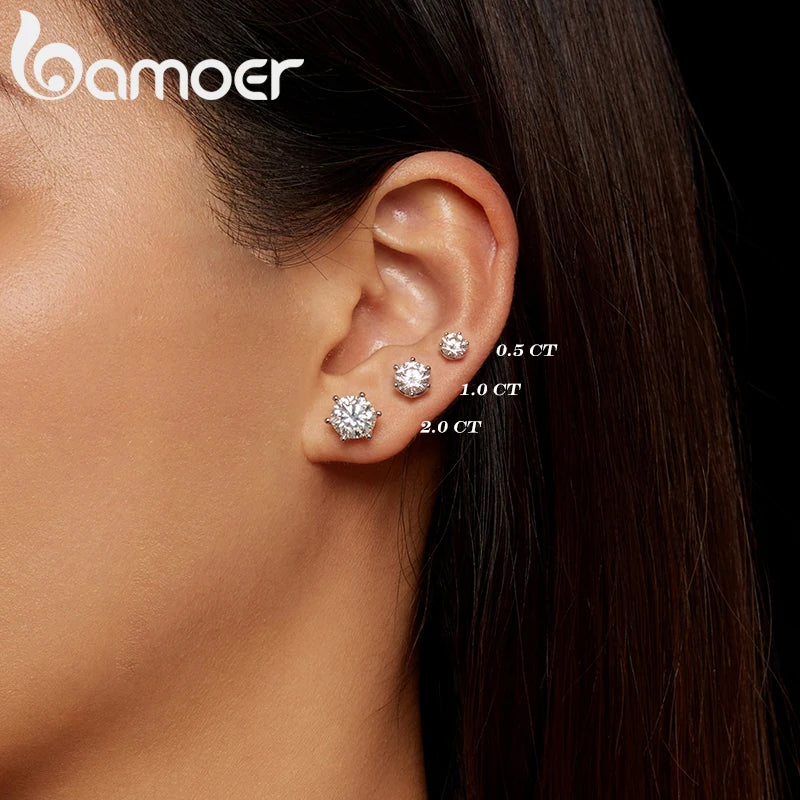 D Color Moissanite Stud Earrings – 925 Sterling Silver