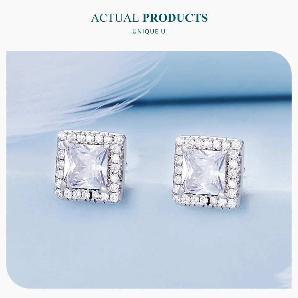 Classic Zircon Stud Earrings – 925 Sterling Silver Round Design
