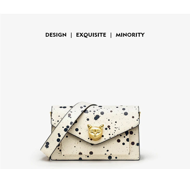 Genuine Leather Floral Flap Bag with Hasp Closure