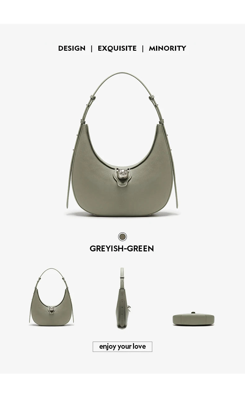 Patchwork Genuine Leather Hobo Shoulder and Crossbody Bag