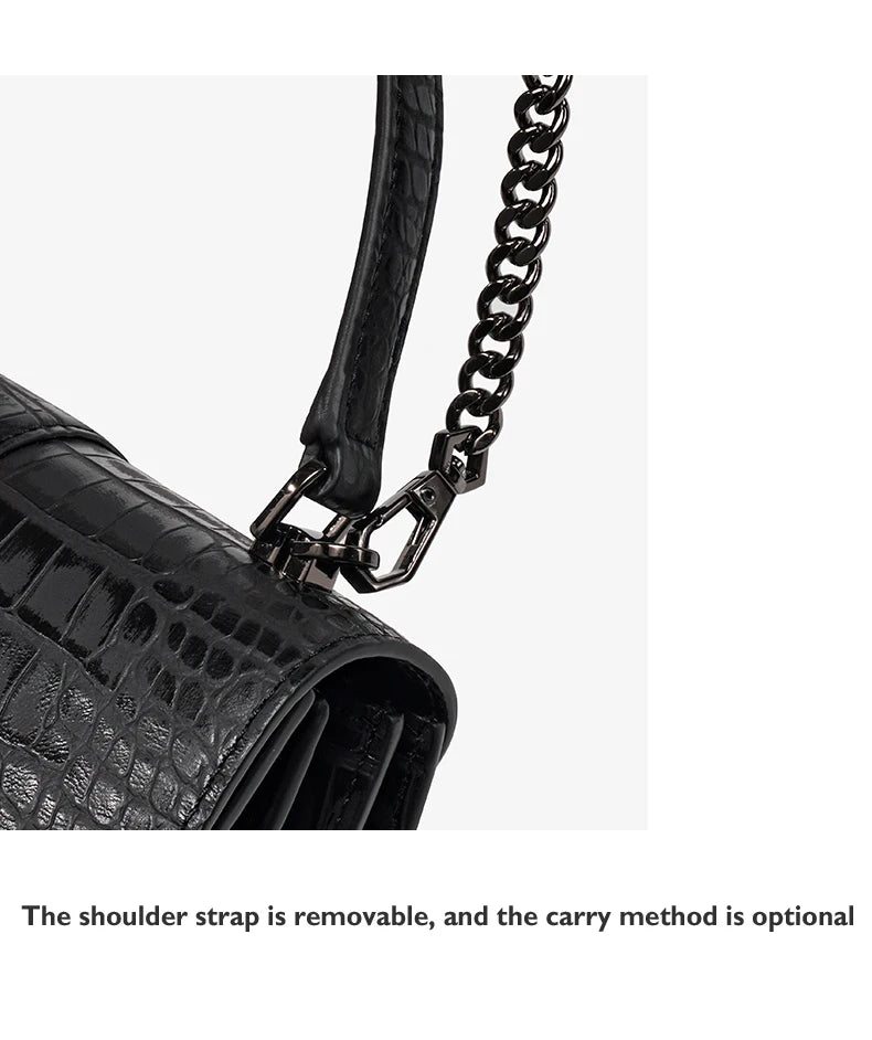 Genuine Leather Business Flap Bag – Animal Print with Lock