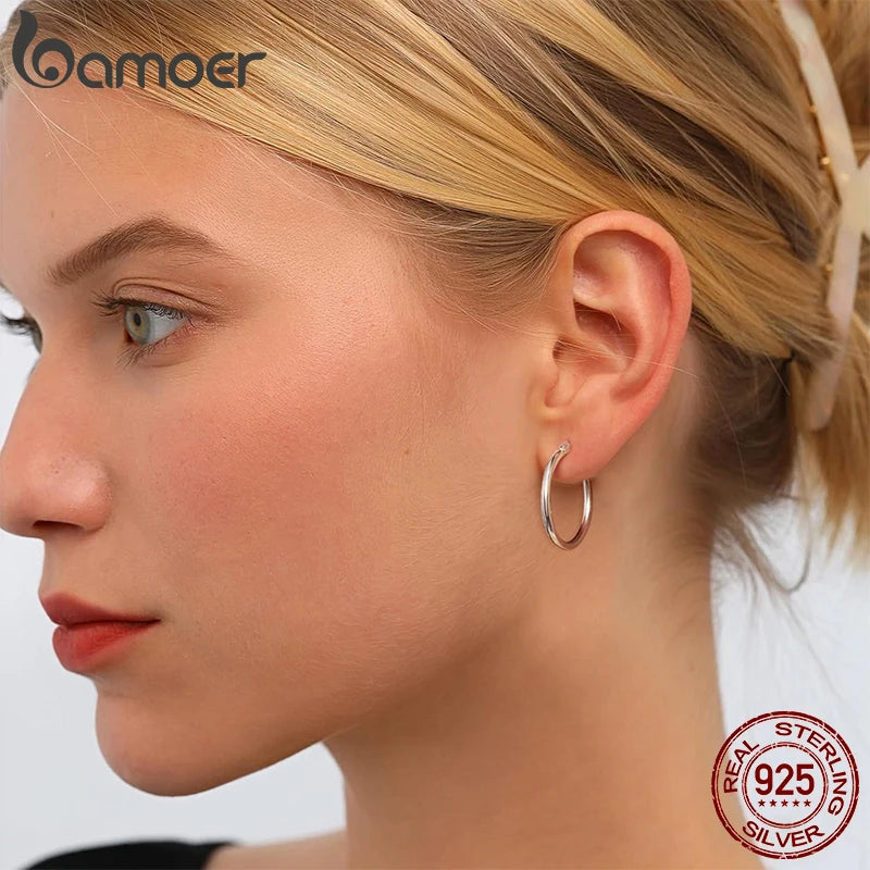 Hoop Earrings – 925 Sterling Silver, White Gold Plated