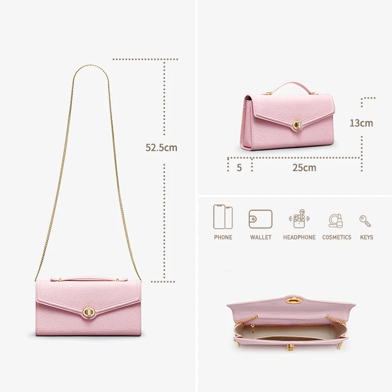 Genuine Leather Clutch Bag – Dress Style with Lock Flap