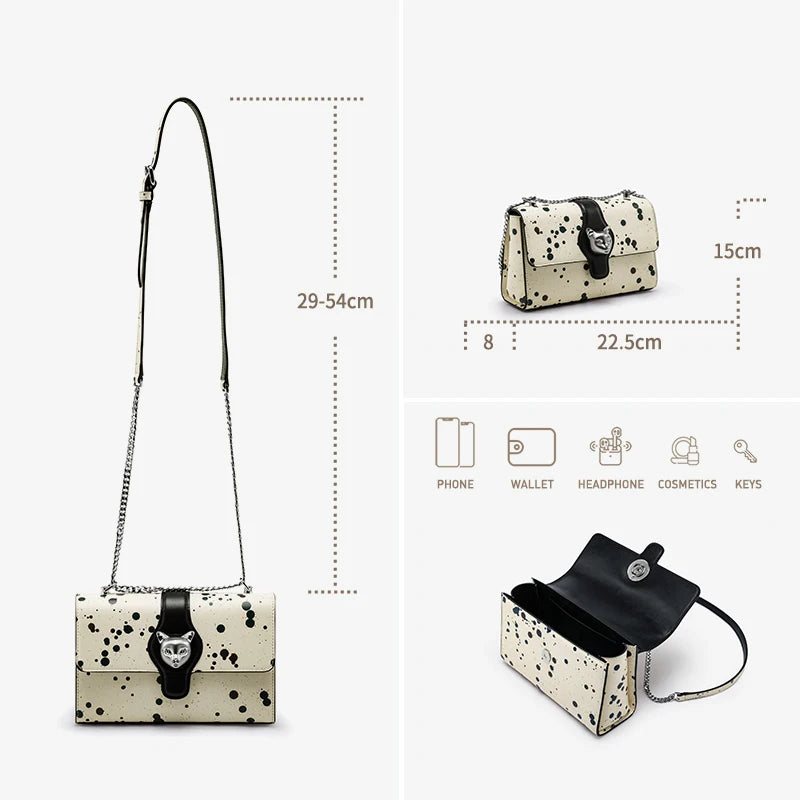Genuine Leather Shoulder and Crossbody Bag – Dot Flap Design
