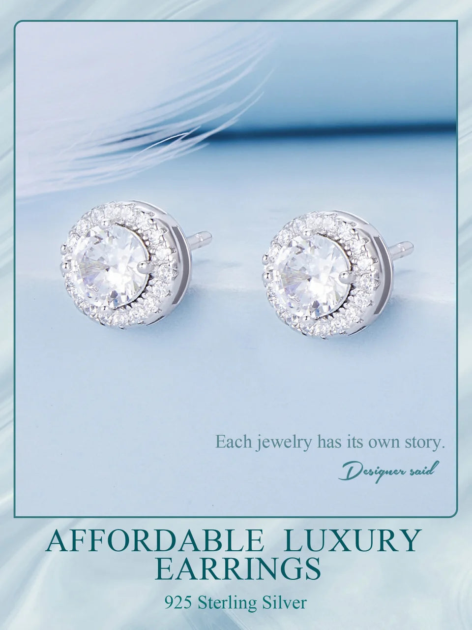 Classic Zircon Stud Earrings – 925 Sterling Silver Round Design