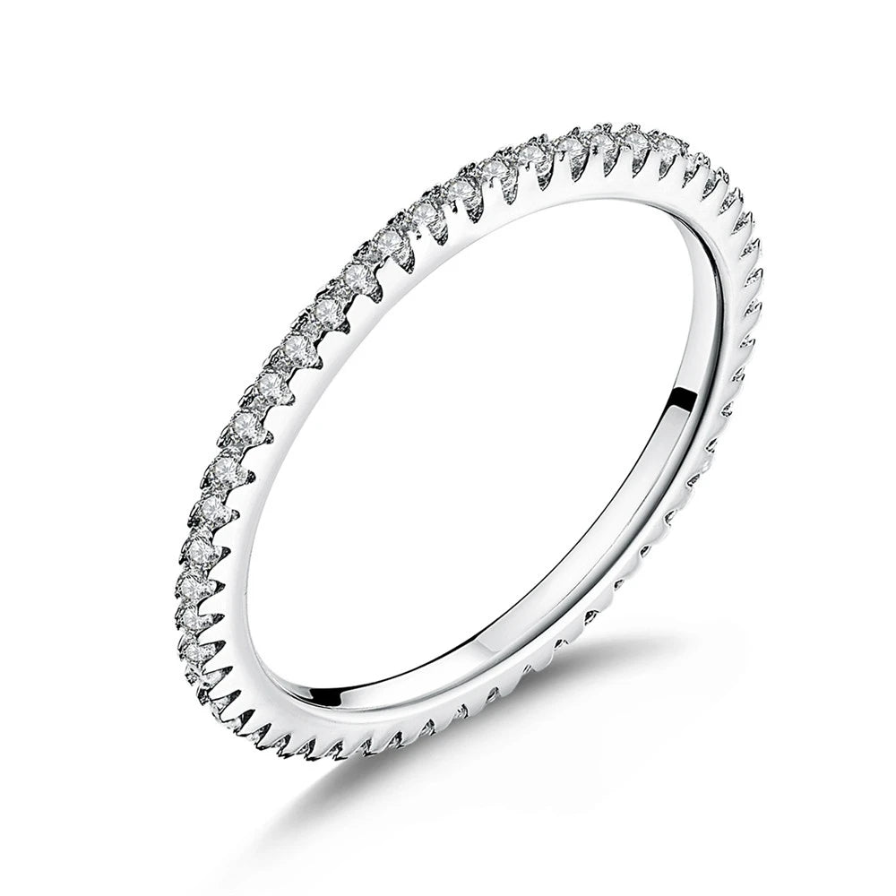 925 Sterling Silver Rainbow Ring with Full Zircons – Stackable and Dazzling