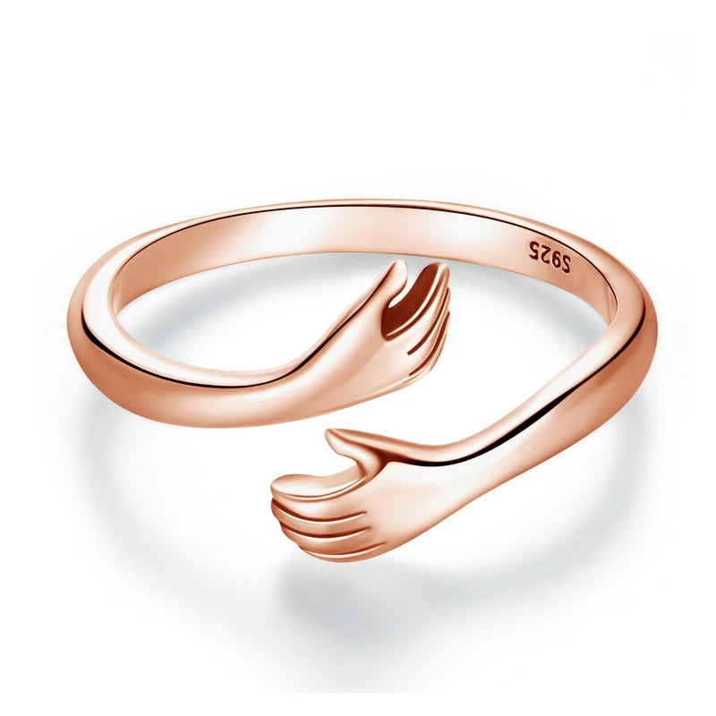 925 Sterling Silver Hug Ring with Open Adjustable Design