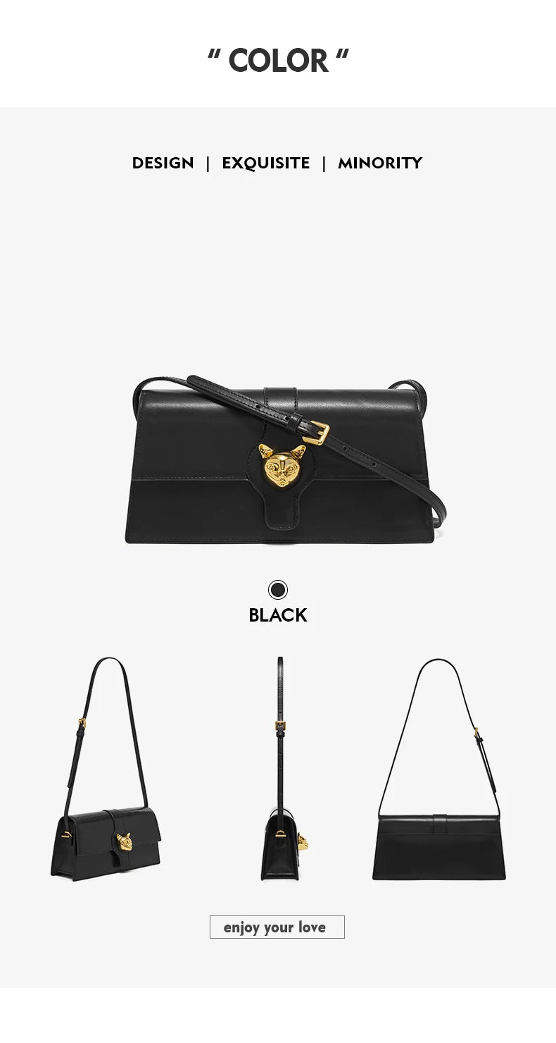 Genuine Leather Shoulder Bag – Retro Denim Look