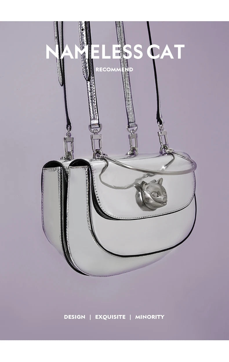 Genuine Leather Half-Moon Crossbody Bag – Flap Lock Design