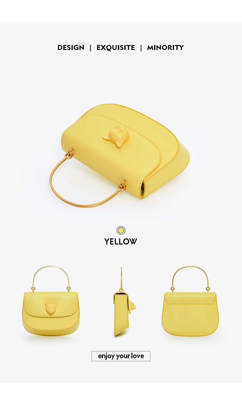 Genuine Leather Half-Moon Crossbody Bag – Flap Lock Design