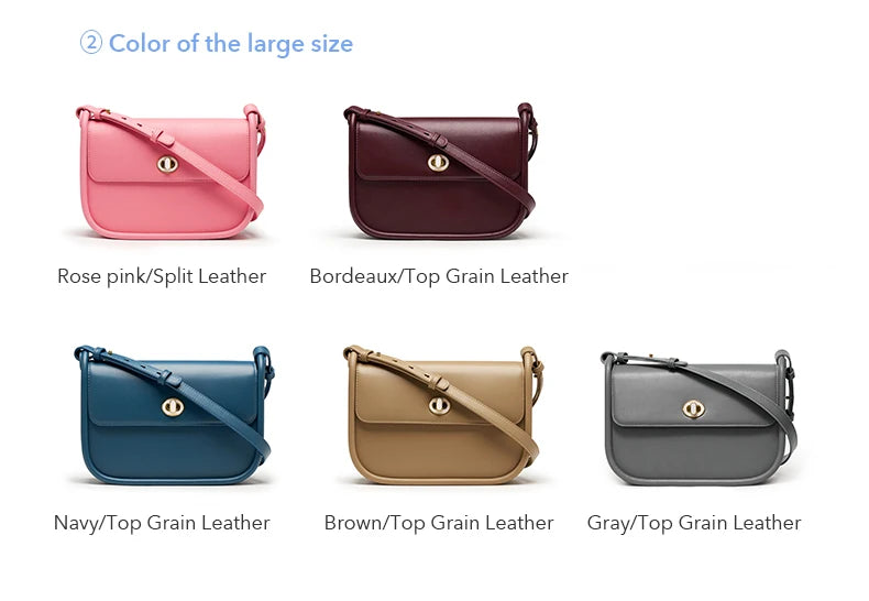 Elegant Split Leather Saddle Crossbody Bag