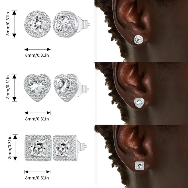 Classic Zircon Stud Earrings – 925 Sterling Silver Round Design