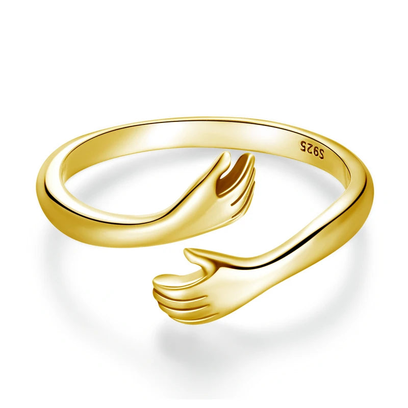 925 Sterling Silver Hug Ring with Open Adjustable Design