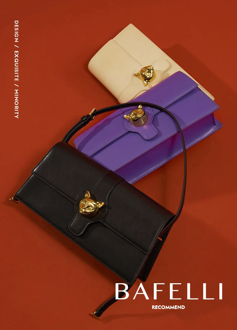 Genuine Leather Shoulder Bag – Retro Denim Look
