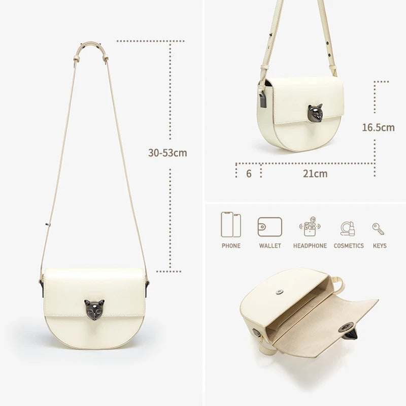 Genuine Cow Leather Saddle Crossbody Bag