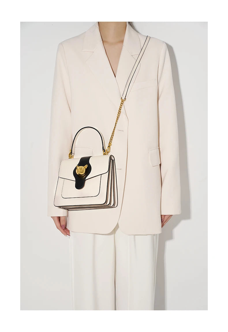 Split Leather Doctor Shoulder and Crossbody Bag