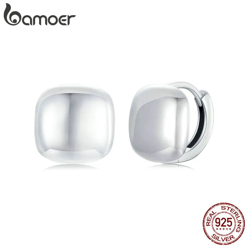 White Gold Square Hoop Earrings – Sterling Silver Lightweight Design