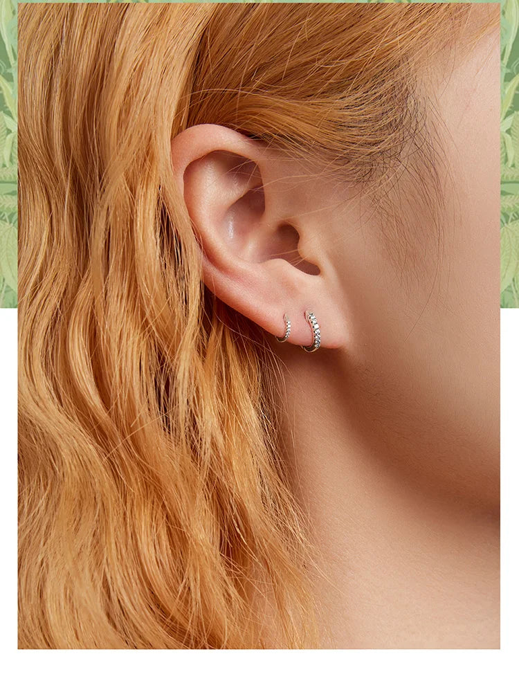 Zircon Huggie Hoop Earrings – 925 Sterling Silver