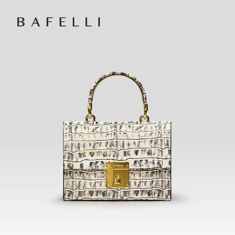 Genuine Leather Flap Shoulder Bag – Gold Lock Elegance