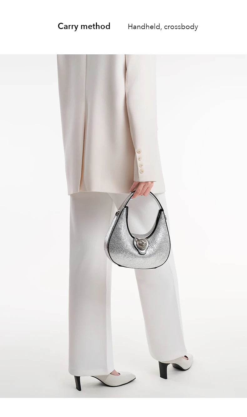 Patchwork Genuine Leather Hobo Shoulder and Crossbody Bag