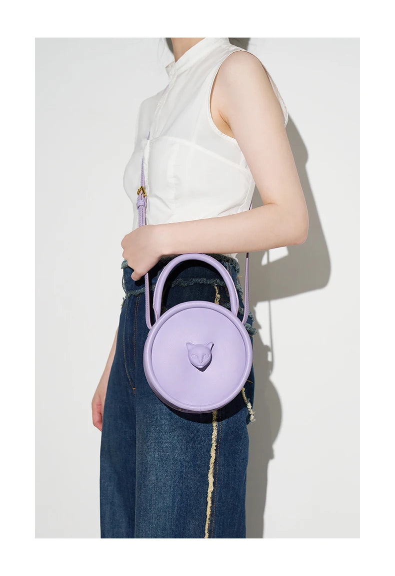 Elegant Bowling Style Genuine Leather Handbag with Sequins