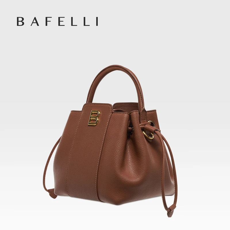 Soft Split Leather Bucket Bag – Casual Flap Shoulder Style