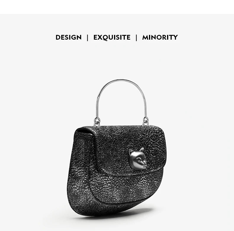 Genuine Leather Half-Moon Crossbody Bag – Flap Lock Design