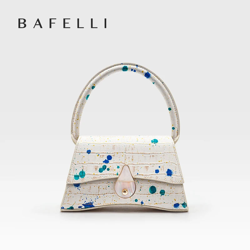 Genuine Leather Half Moon Shoulder Bag – Floral Lock Design
