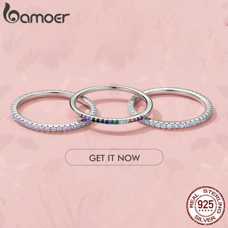 Sterling Silver Stackable Zircon Ring – Micro Pave Wedding Band