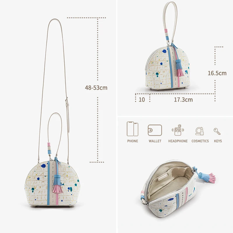 Genuine Leather Clutch – Floral Patchwork with Zipper
